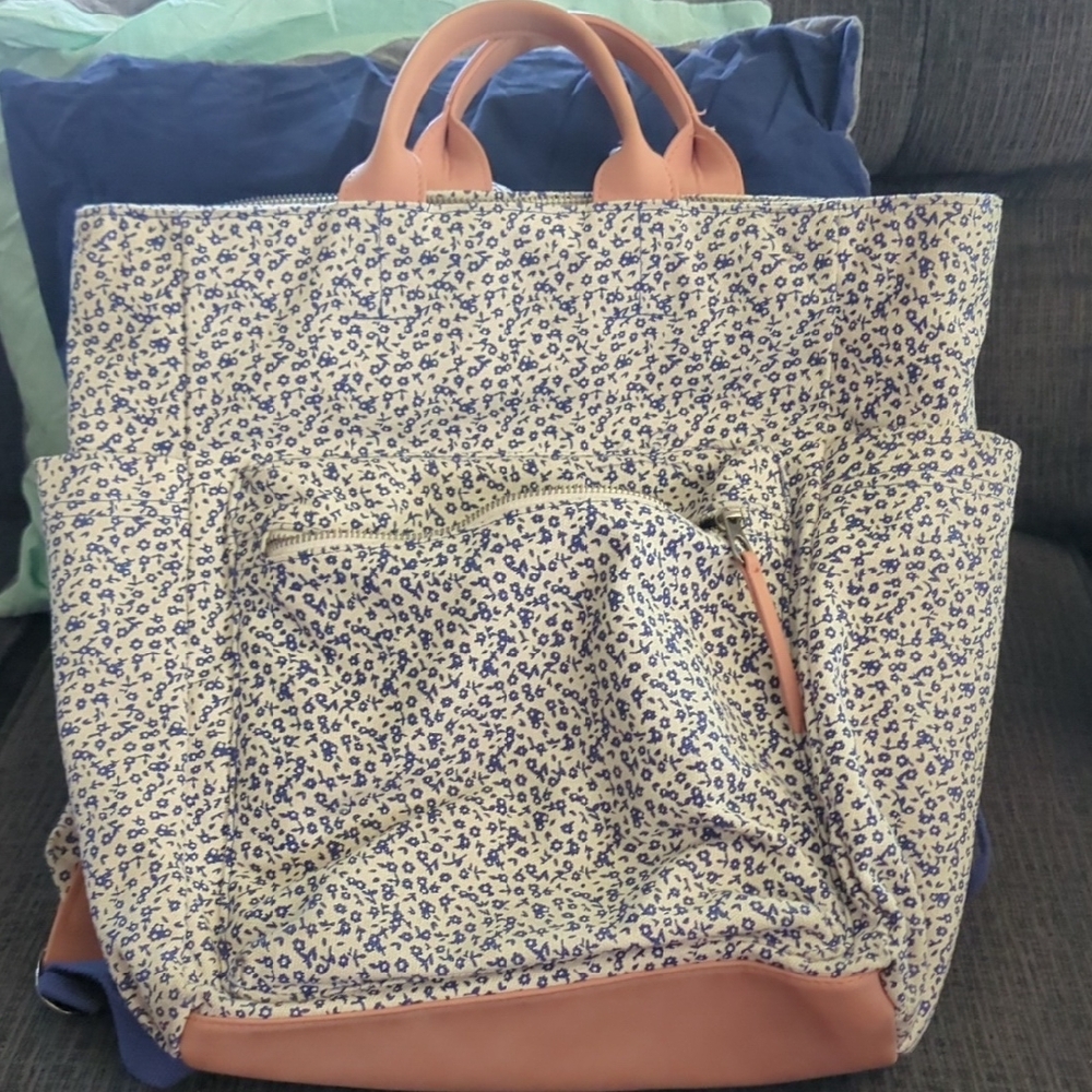 Universal Thread Cream and Tan Backpack with Structured Design